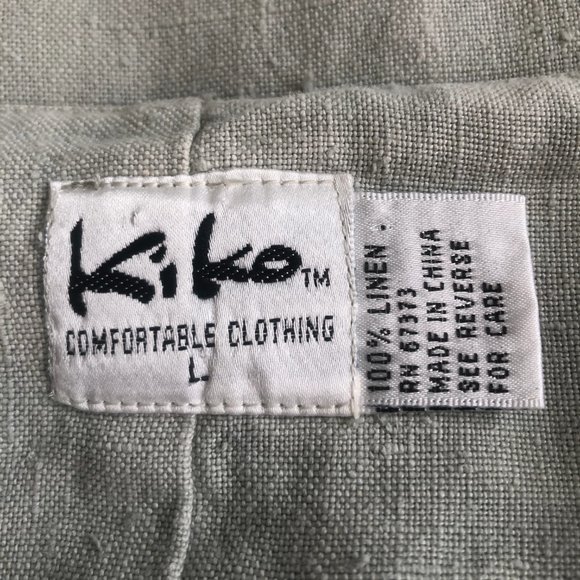 Kiko Laurel-Green Linen Jumper w/Tie+Button-Front - Picture 6 of 9